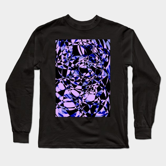 Purple and Black Abstract Geometric Pattern Long Sleeve T-Shirt by  MerchByEzz